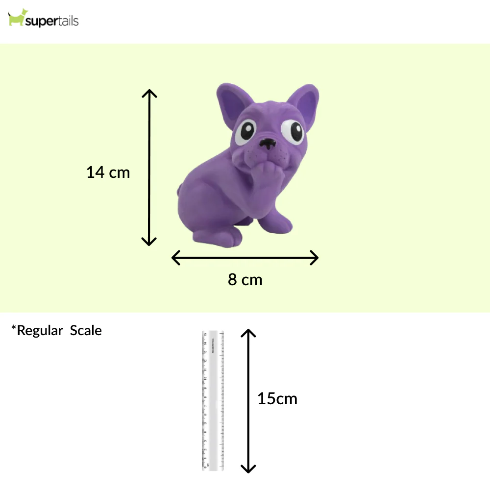 Outward Hound Tootiez Grunting French Bulldog Interactive Chew Toy for Dogs (Purple) - Image 2