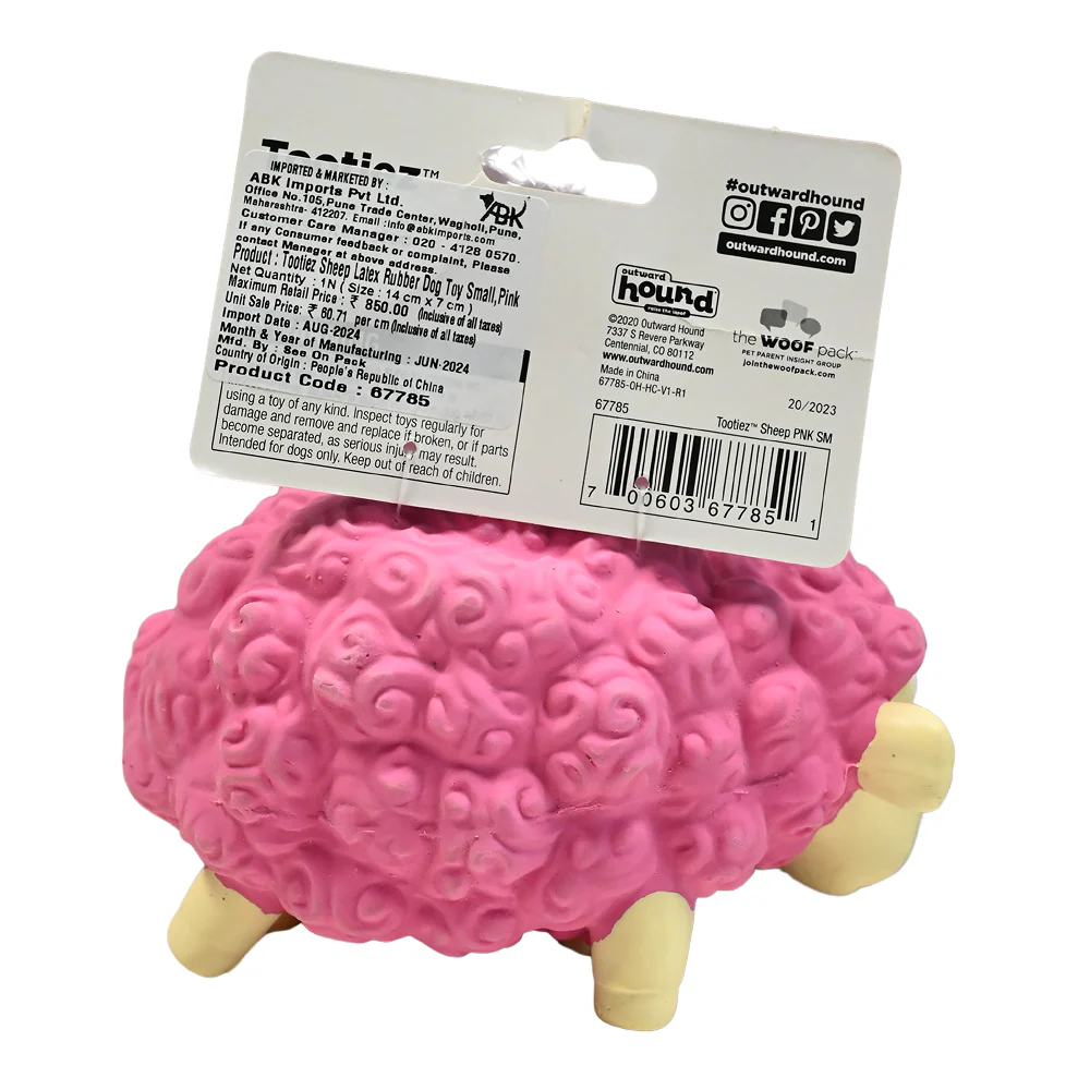 Outward Hound Tootiez Sheep Latex Rubber Toy for Dogs (Pink) - Image 3
