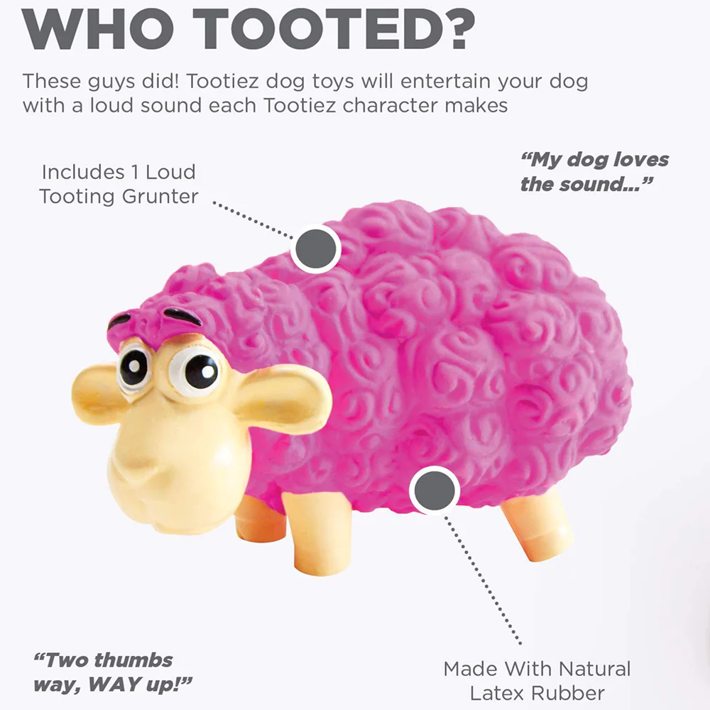 Outward Hound Tootiez Sheep Latex Rubber Toy for Dogs (Pink) - Image 4