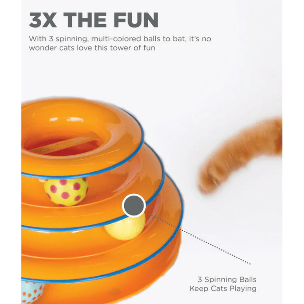 Petstages Tower of Track Three Level Active Toy for Cats (Orange) - Image 2
