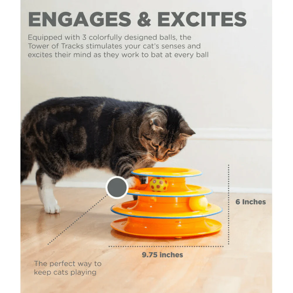 Petstages Tower of Track Three Level Active Toy for Cats (Orange) - Image 4