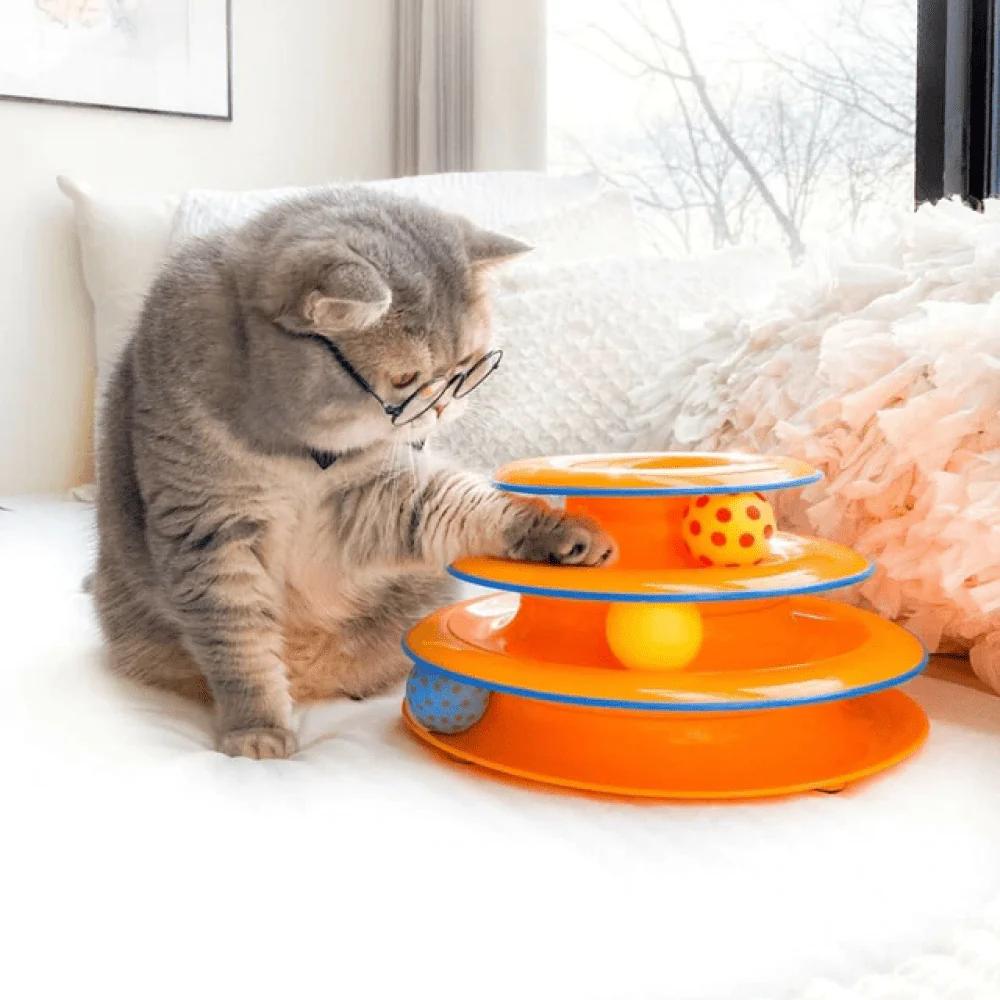 Petstages Tower of Track Three Level Active Toy for Cats (Orange) - Image 7