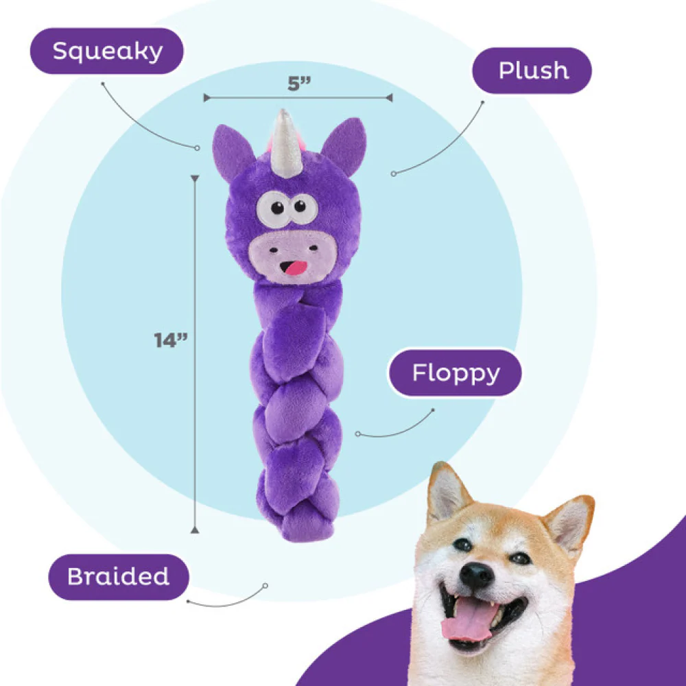 Outward Hound Twistiez Unicorn Toy for Dogs (Purple) - Image 4