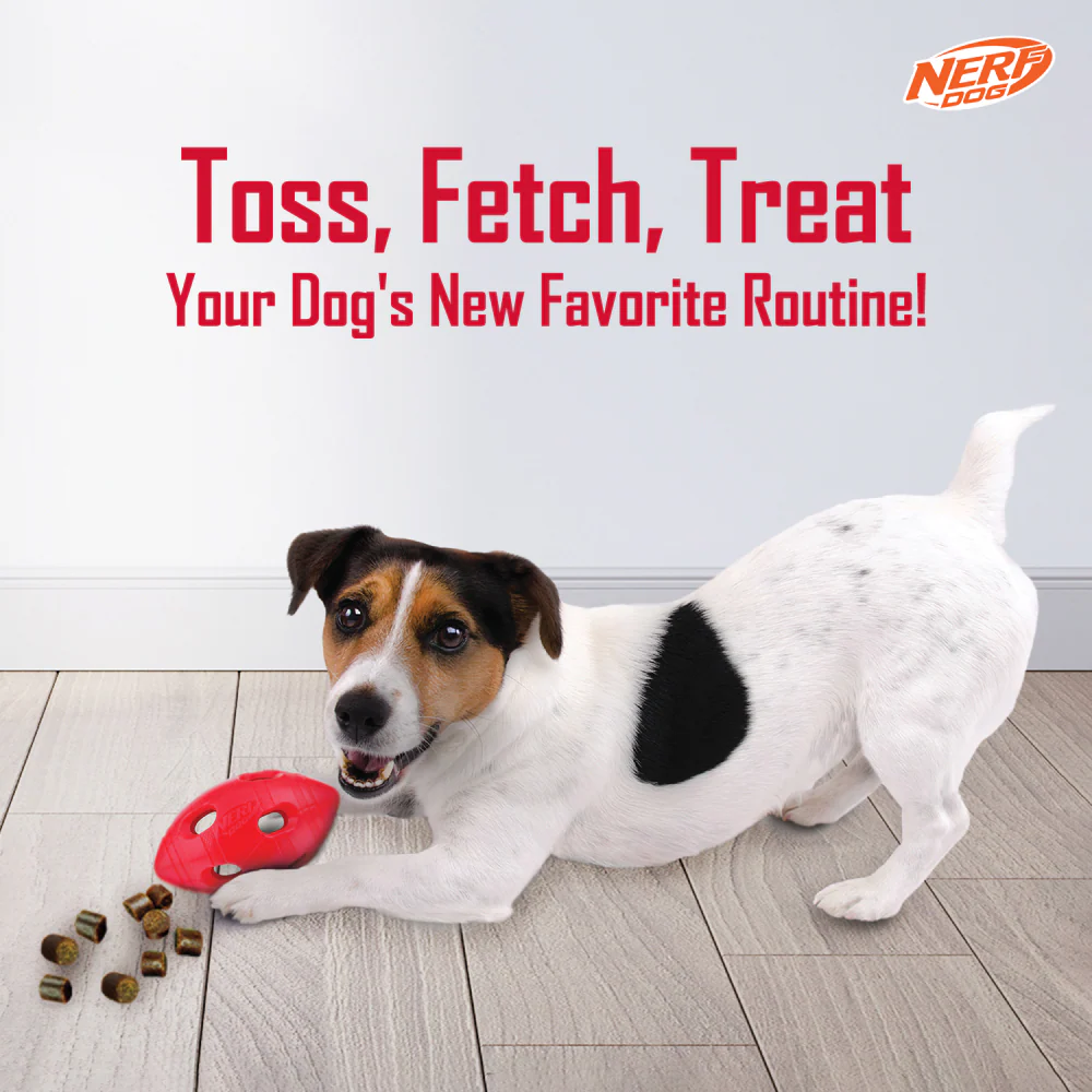 Nerf Bash Treat Football Toy for Dogs (Red) - Image 4