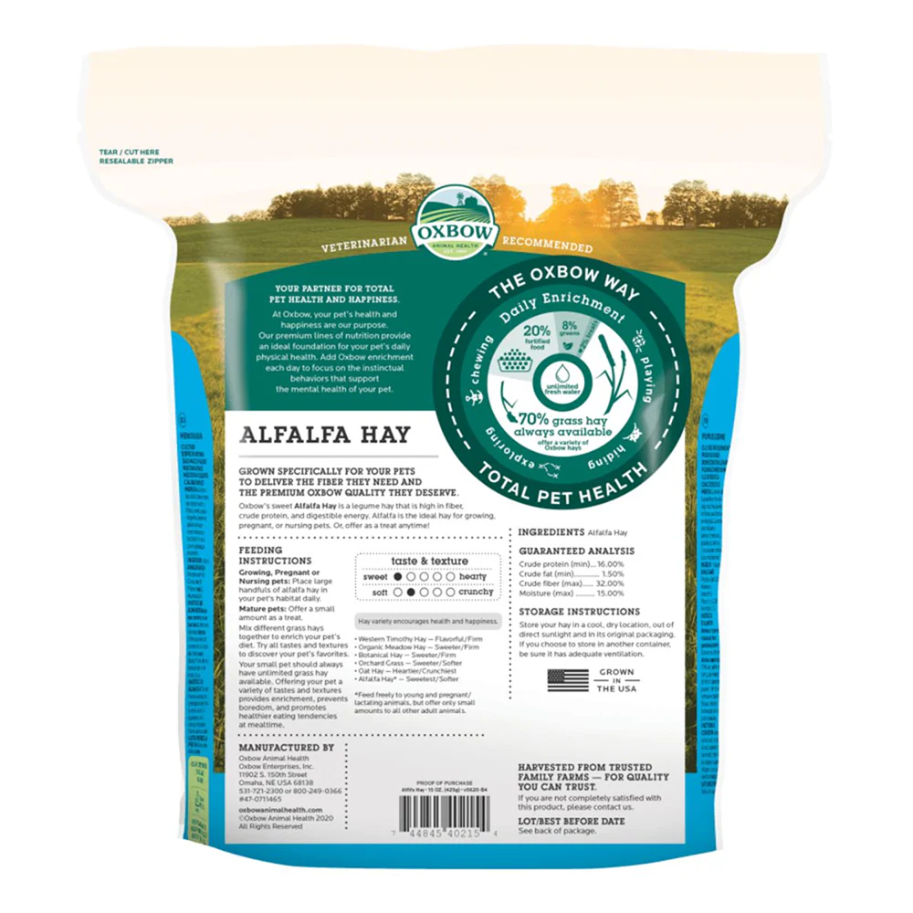 Oxbow Alfalfa Hay Dry Food for Rabbits and Guinea Pigs - Image 3