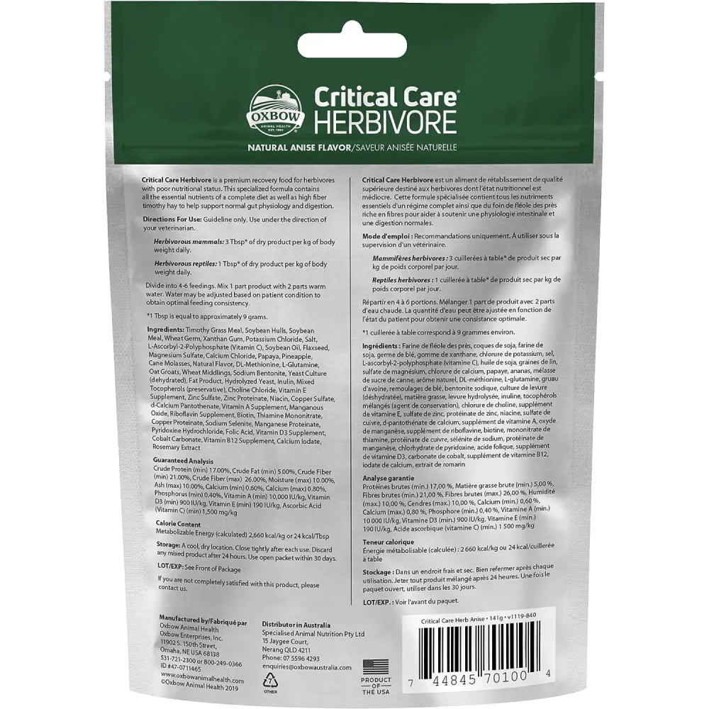 Oxbow Critical Care Anise Herbivore Dry Food for Rabbits and Guinea Pigs - Image 6