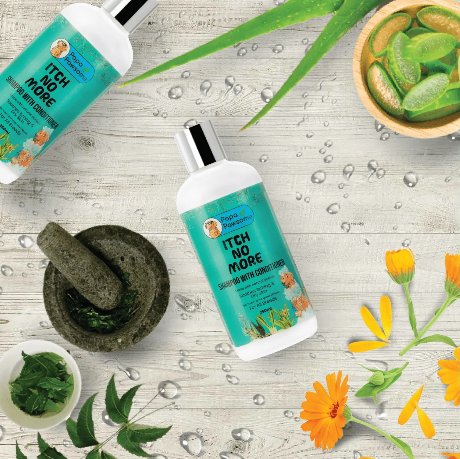 Papa Pawsome Itch No More Shampoo with Conditioner and Palm Brush for Dogs - Image 8