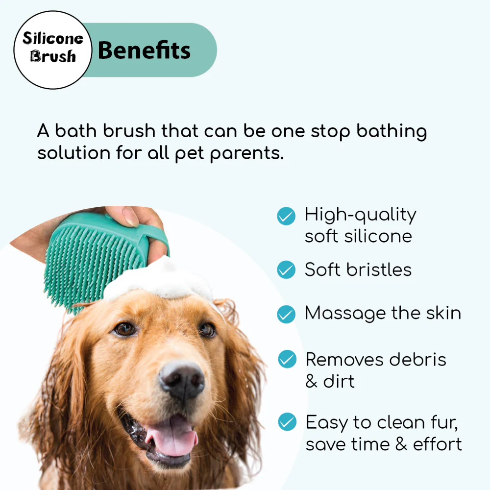 Papa Pawsome Shampoo Bath Silicone Brush for Dogs and Cats (Pink) - Image 3