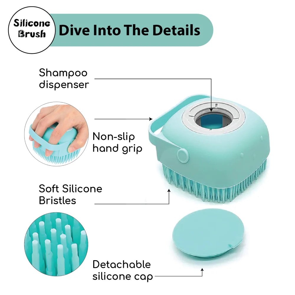 Papa Pawsome Shampoo Bath Silicone Brush for Dogs and Cats (Pink) - Image 4