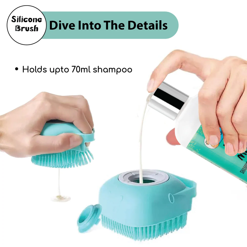 Papa Pawsome Shampoo Bath Silicone Brush for Dogs and Cats (Pink) - Image 7