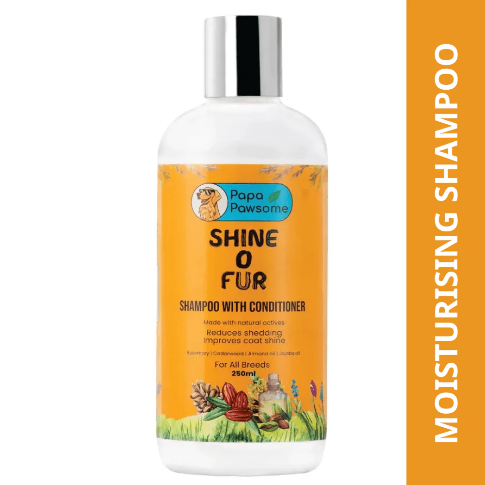 Papa Pawsome Shine O' Fur Shampoo with Conditioner and Palm Brush for Dogs - Image 2