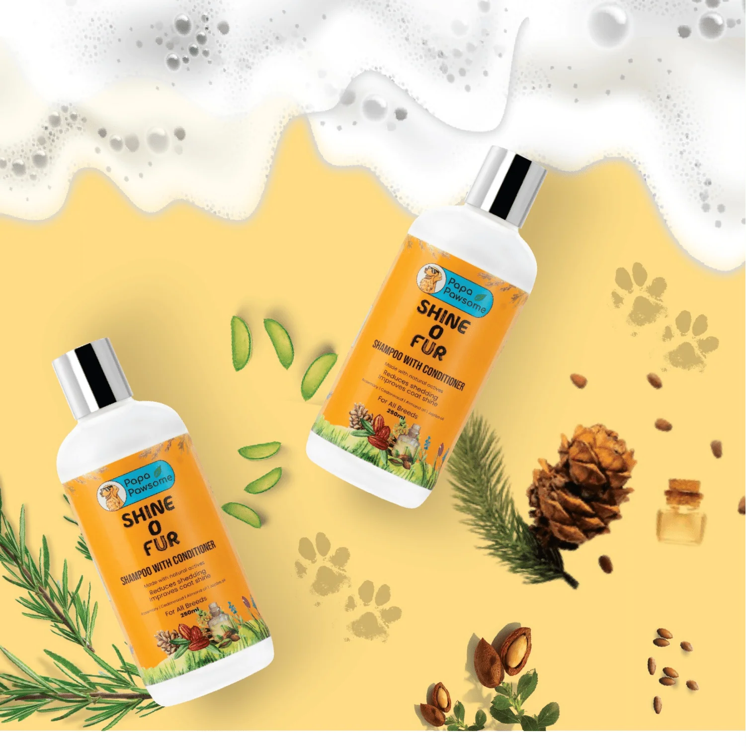 Papa Pawsome Shine O' Fur Shampoo with Conditioner and Palm Brush for Dogs - Image 7
