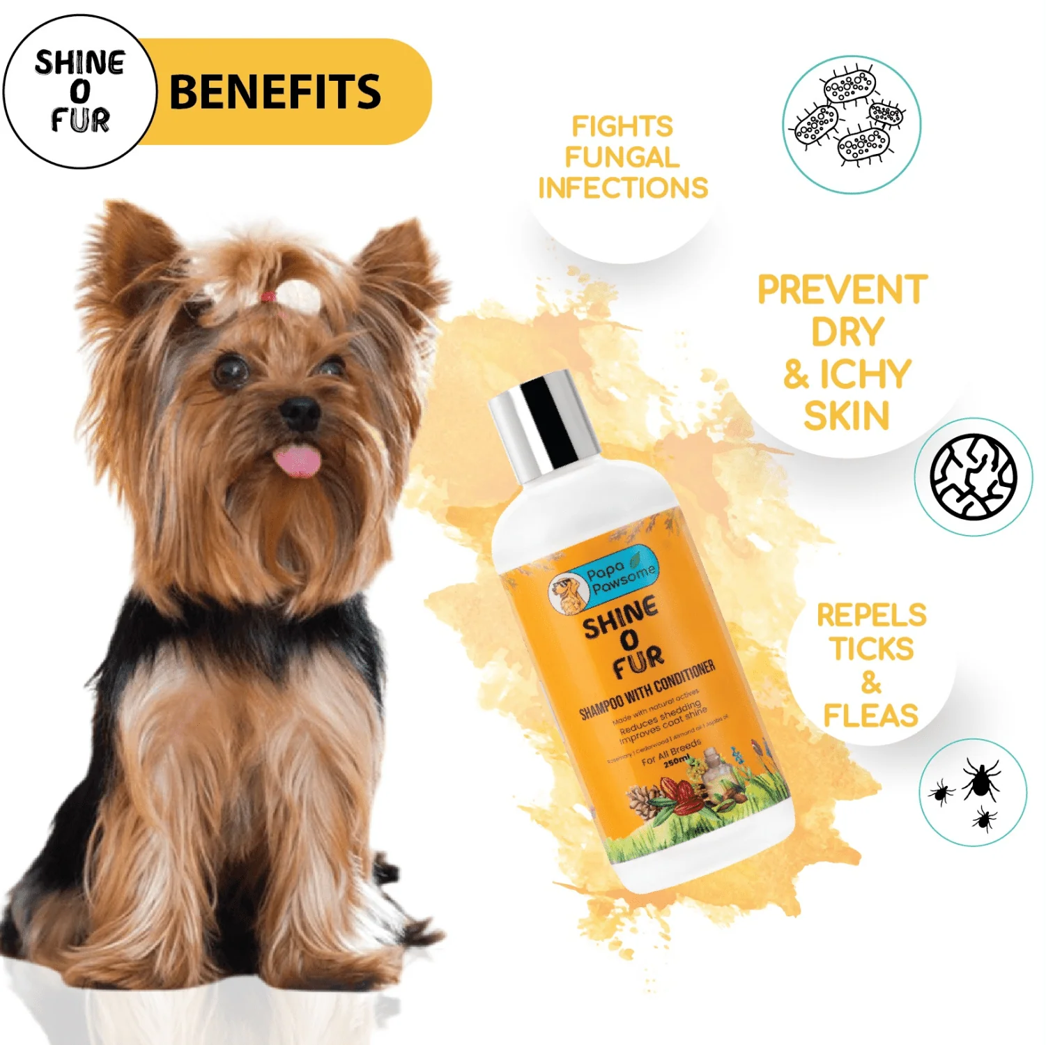 Papa Pawsome Shine O' Fur Shampoo with Conditioner for Dogs - Image 3