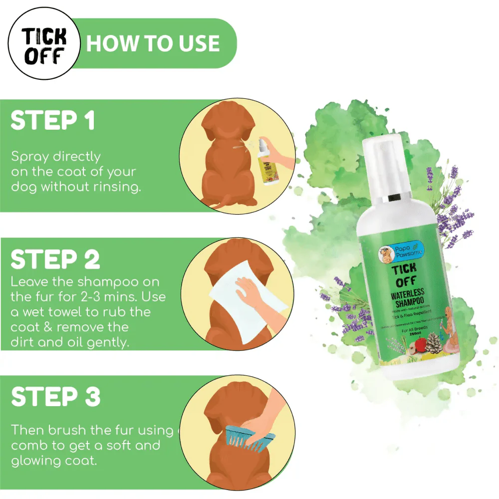 Papa Pawsome Tick Off Waterless Shampoo for Dogs - Image 4
