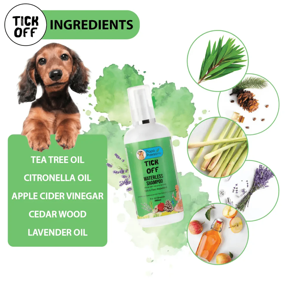 Papa Pawsome Tick Off Waterless Shampoo and Braided Rope Ball for Dogs - Image 4