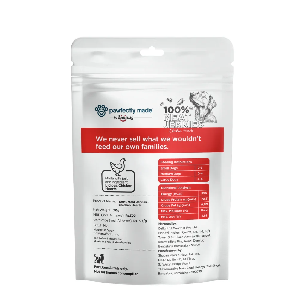 Pawfectly Made By Licious Dehydrated Chicken Heart and Feet Jerky Dog Treat Combo - Image 6