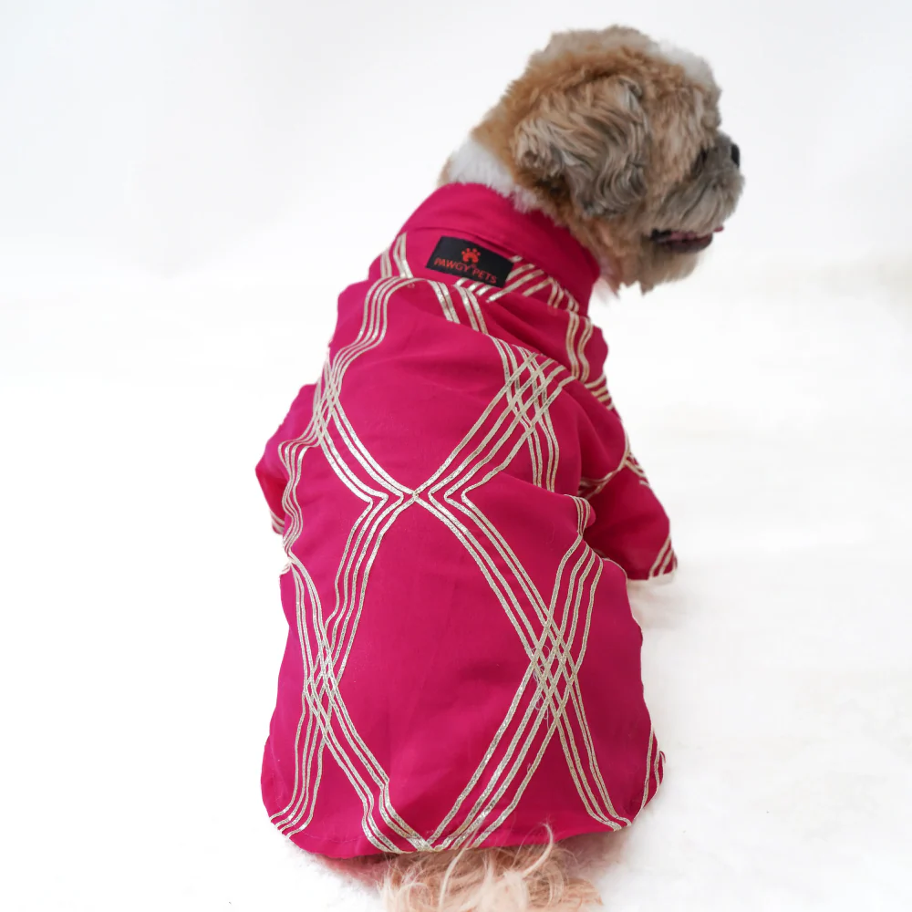 Pawgypets Festive Gota Shirt for Dogs (Hot Pink) - Image 4