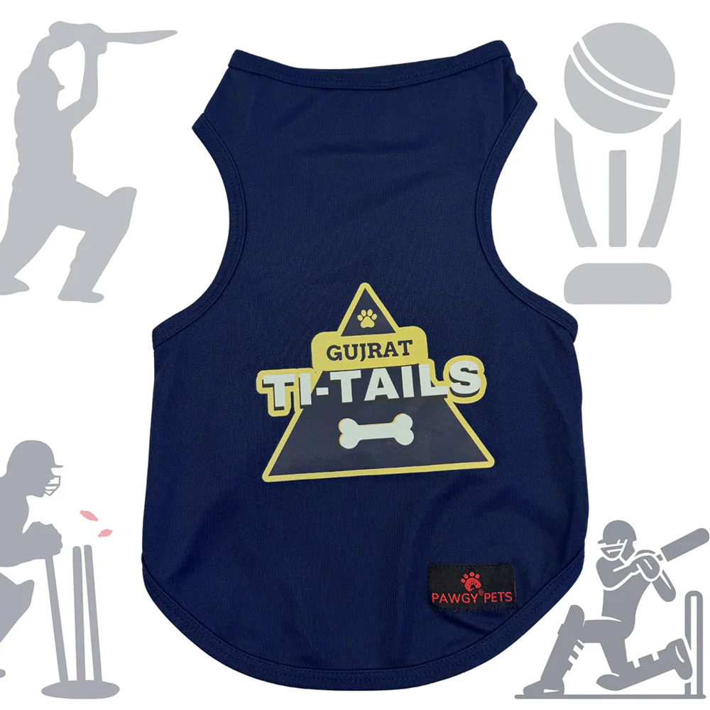 Gujarat Ti Tails ipl Jersey for Dogs and Cats | Indian Pet League