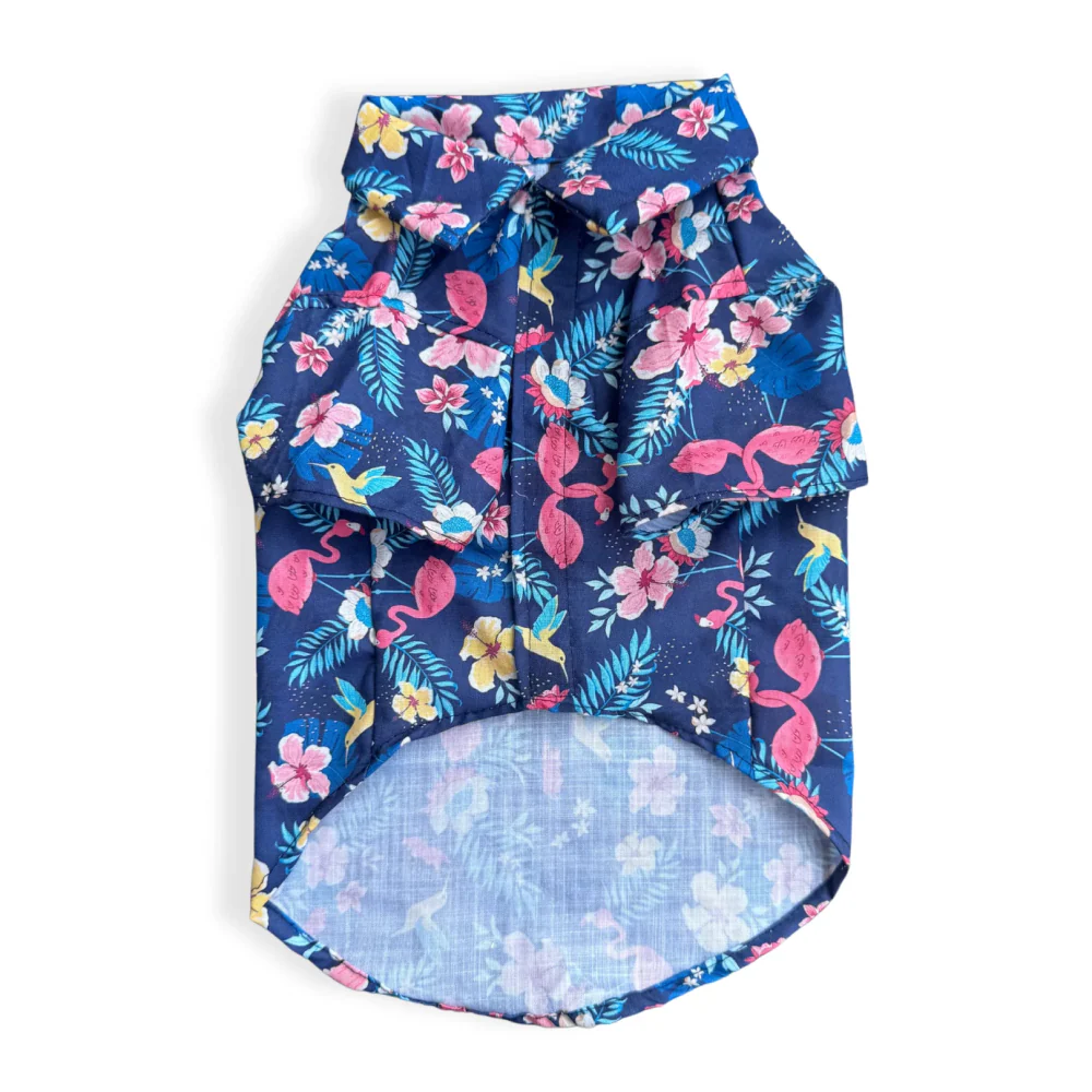 Pawgypets Hawaiian Flamingo Shirt for Dogs (Navy Blue) - Image 6