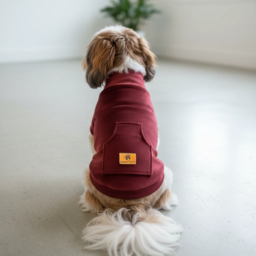 Pawgy Pets Super Soft Maroon High Neck Sweater for Dogs and Cats - Image 5