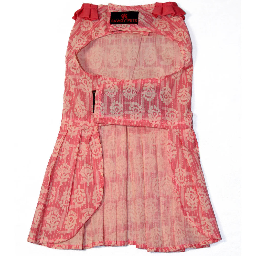Pawgypets Block Print Dress for Dogs (Peach) - Image 3