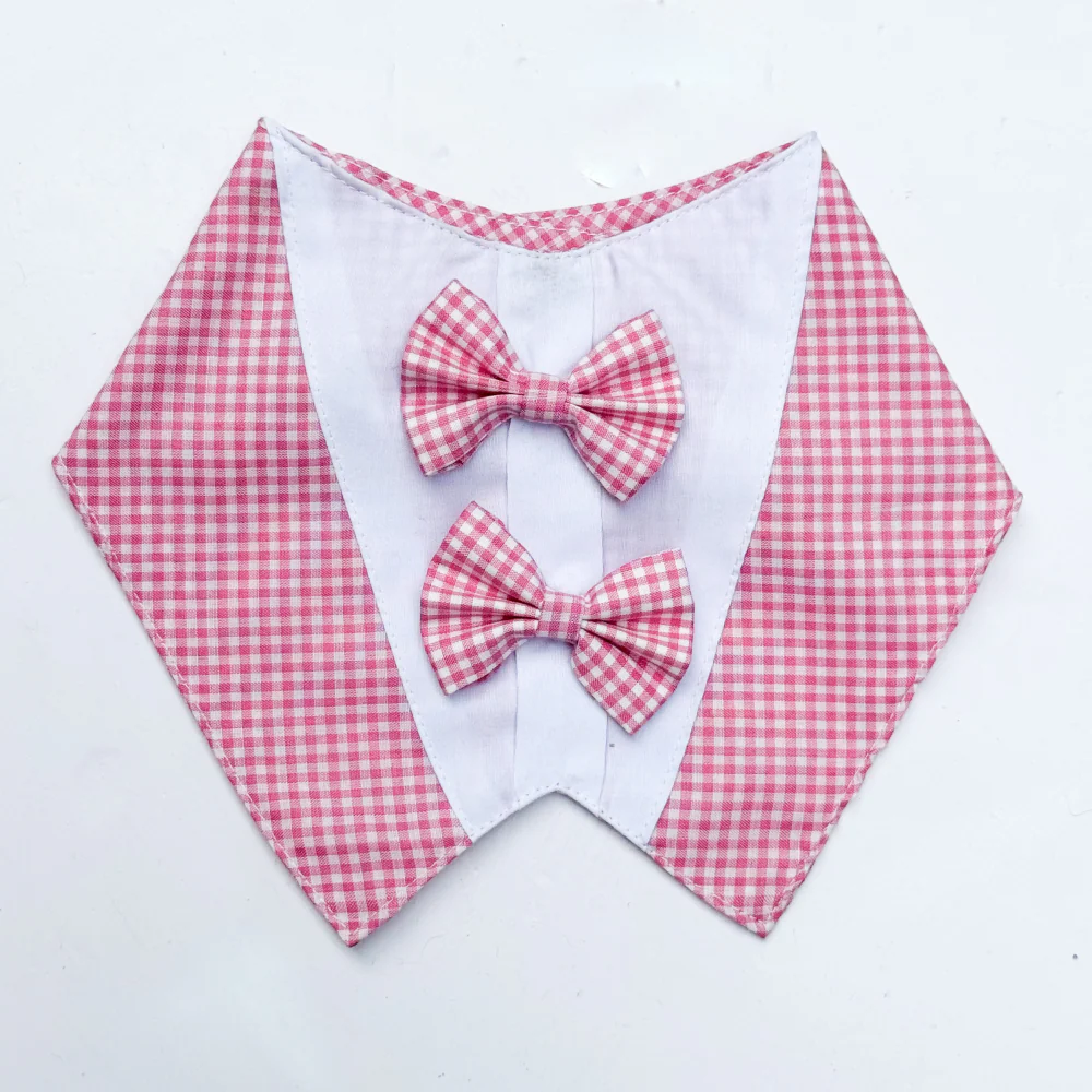 Pawgypets Casual Check Bandana for Dogs and Cats (Pink) - Image 3