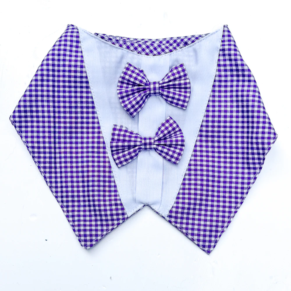 Pawgypets Casual Check Bandana for Dogs and Cats (Purple) - Image 3