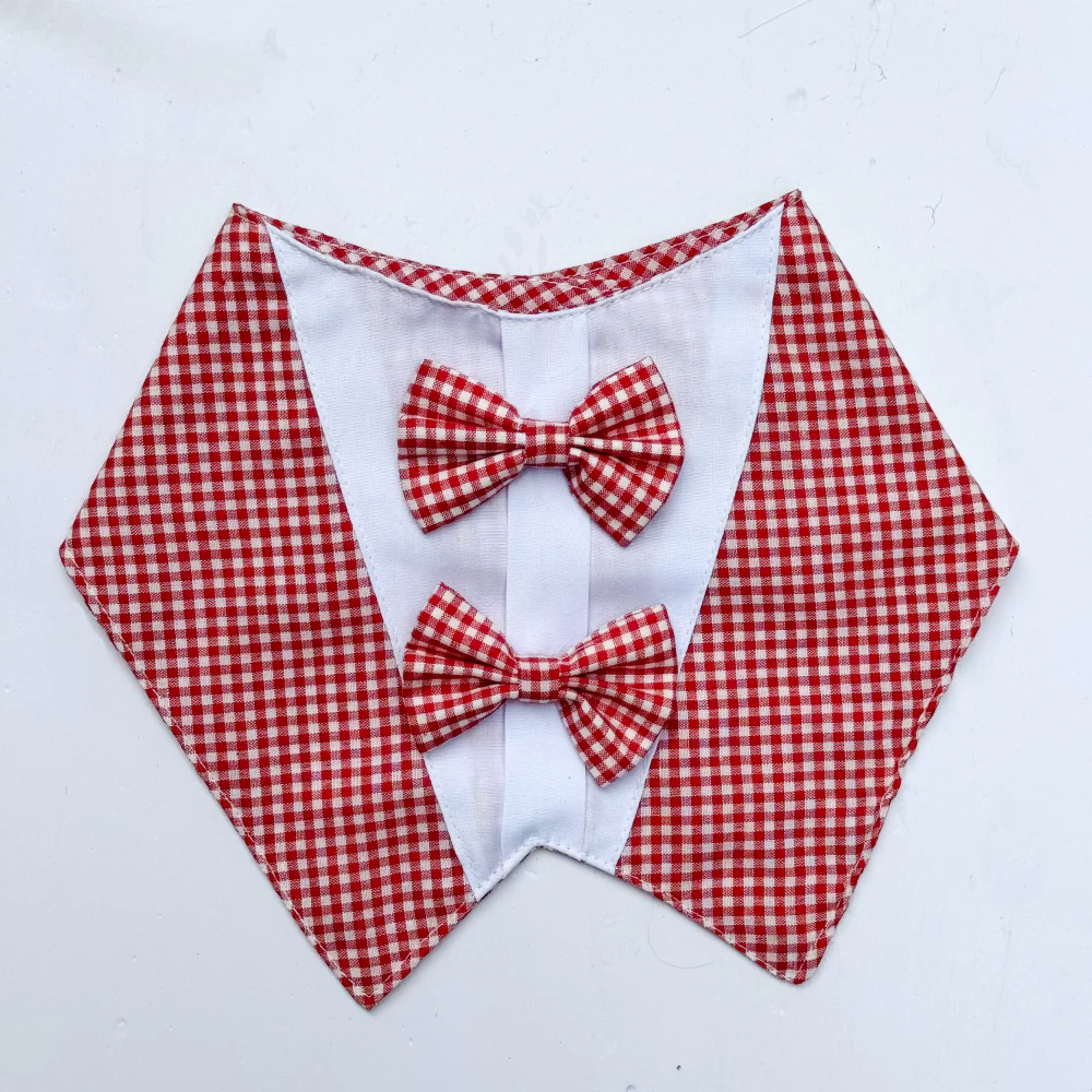 Pawgypets Casual Check Bandana for Dogs and Cats (Red) - Image 3