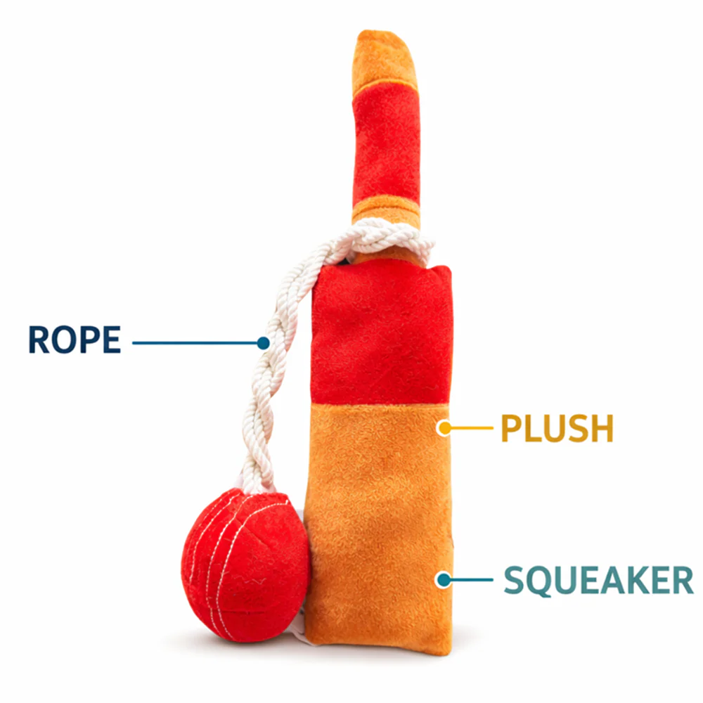 Pawgypets Cricket Fever Doggo Plush with Rope Toy for Dogs (Brown and Red) - Image 7