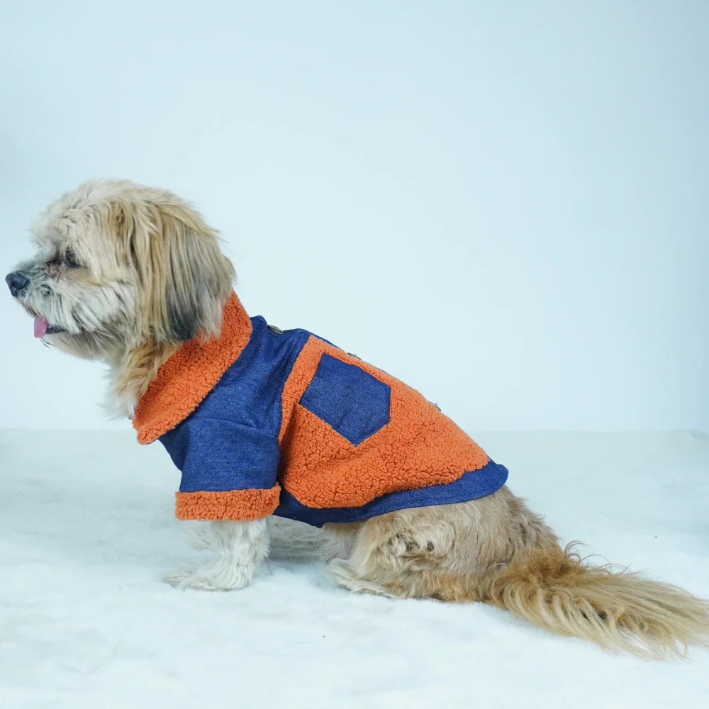 Pawgypets Denim Jacket for Dogs and Cats (Rust) - Image 2