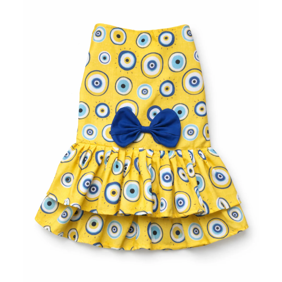 Pawgypets Evil Eye Casual Dress for Dogs (Yellow) - Image 3