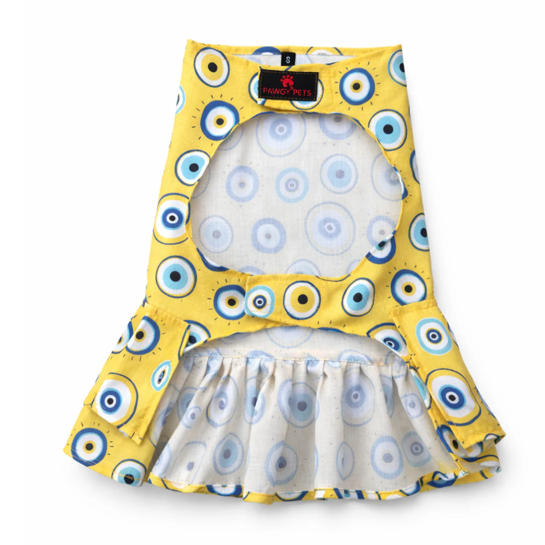 Pawgypets Evil Eye Casual Dress for Dogs (Yellow) - Image 4