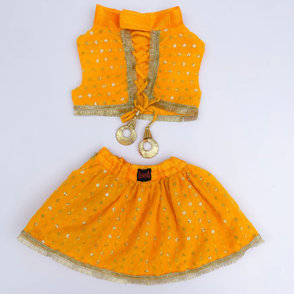 Pawgypets Festive Lehenga for Dogs and Cats (Yellow) - Image 2