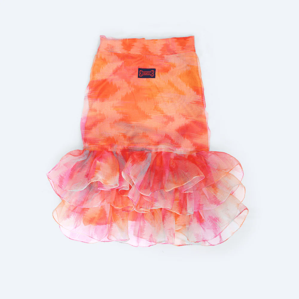 Pawgypets Frill Dress for Dogs and Cats (Orange) - Image 3