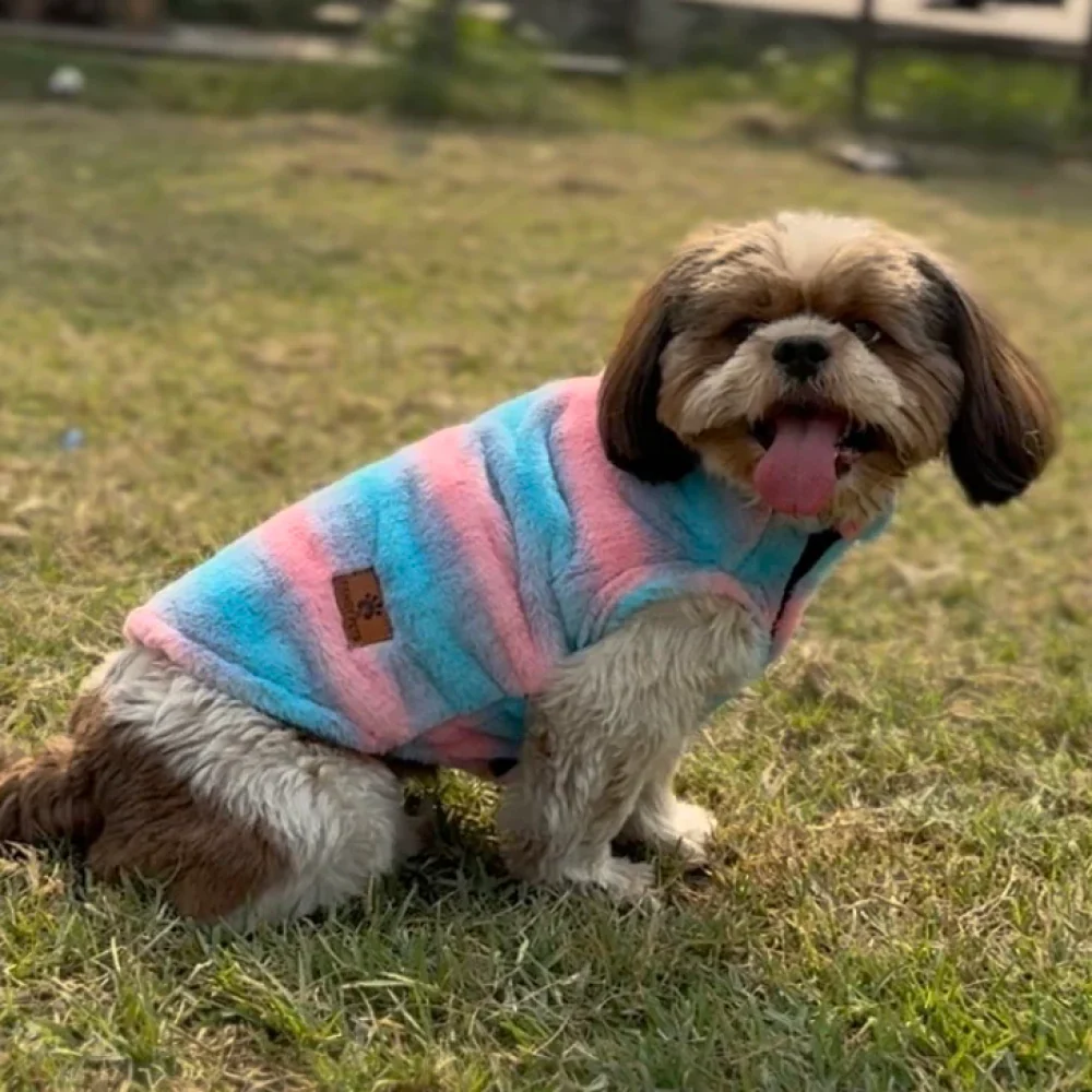 Pawgypets Fur Sleeveless Sweater for Dogs and Cats (Blue/Pink) - Image 3