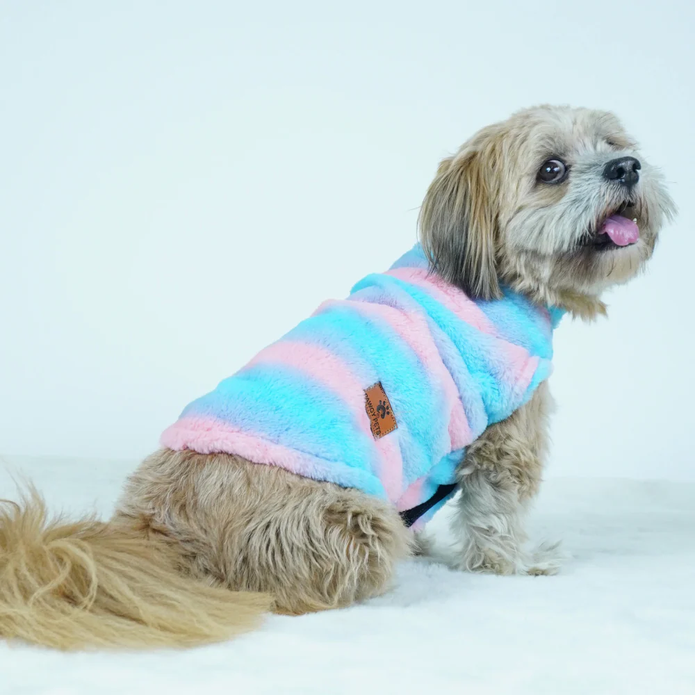 Pawgypets Fur Sleeveless Sweater for Dogs and Cats (Blue/Pink) - Image 4
