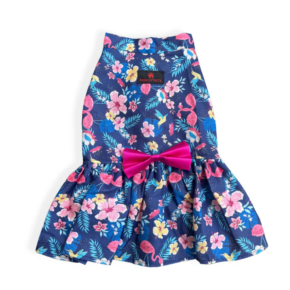 Pawgypets Hawaiian Flamingo Dress for Dogs (Navy Blue) - Image 4