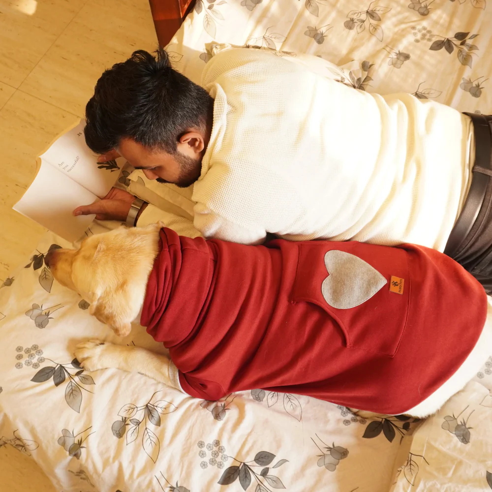 Pawgypets Heart Hoodie Sweatshirt for Dogs and Cats (Maroon) - Image 3