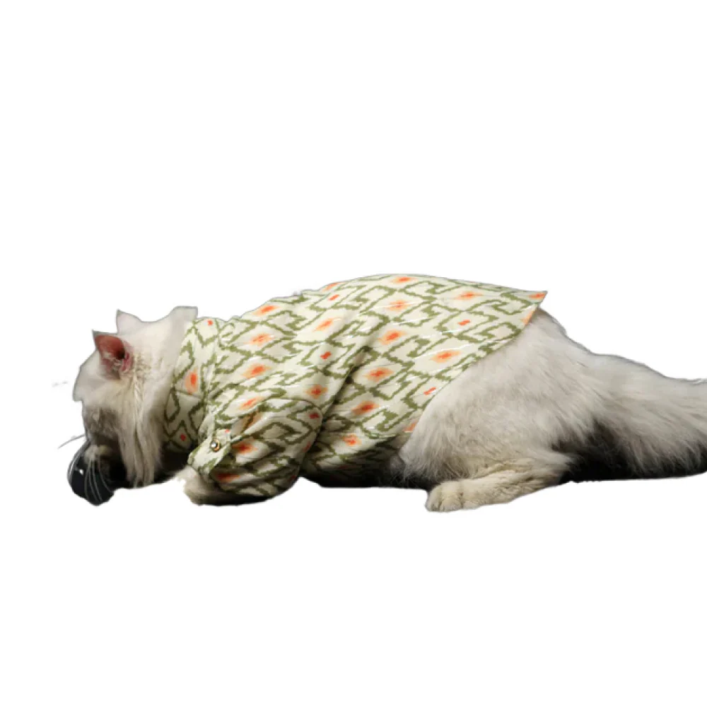 Pawgypets Heritage Summer Kurta for Dogs and Cats (Off White with Orange) - Image 3