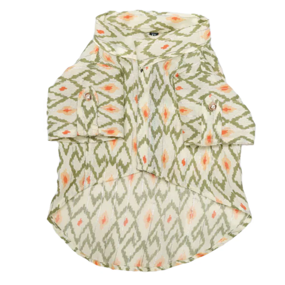 Pawgypets Heritage Summer Kurta for Dogs and Cats (Off White with Orange) - Image 4