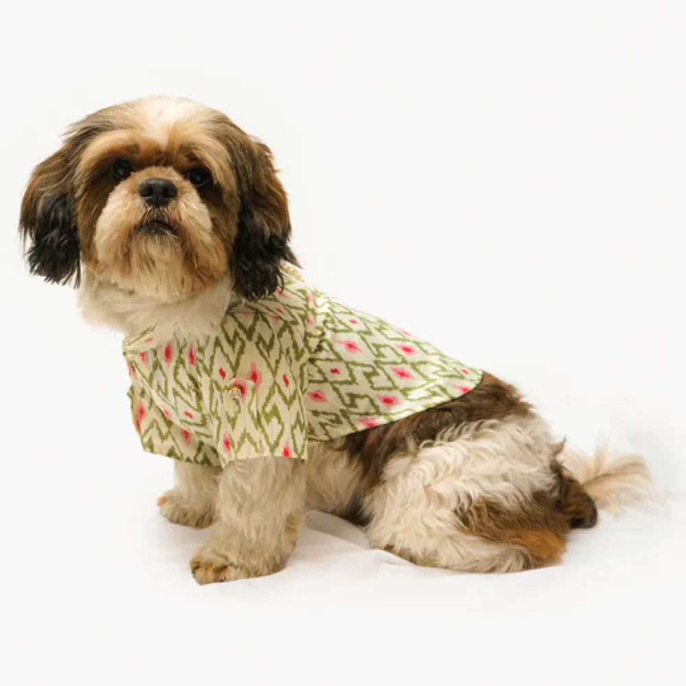 Pawgypets Heritage Summer Kurta for Dogs and Cats (Off White with Pink) - Image 3