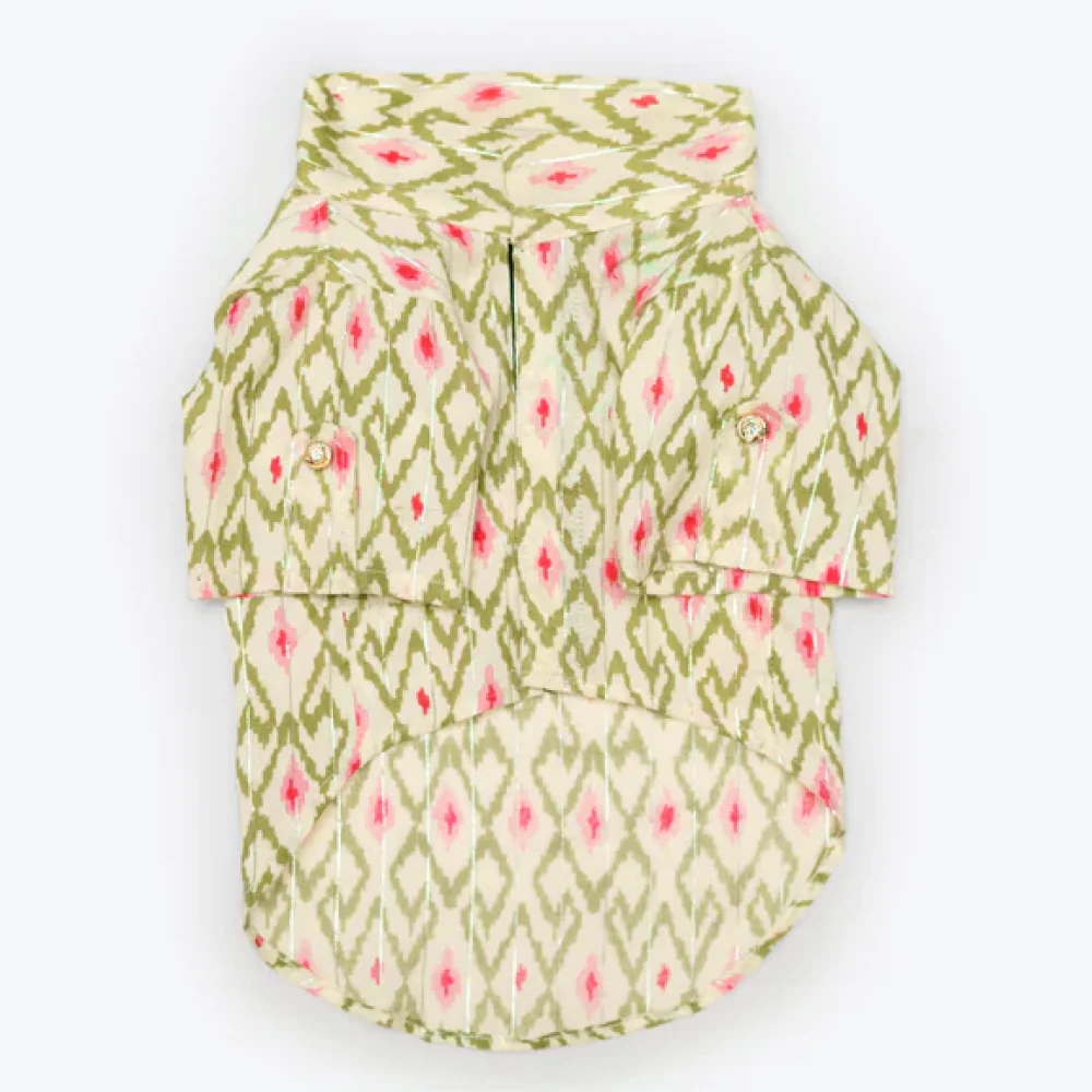 Pawgypets Heritage Summer Kurta for Dogs and Cats (Off White with Pink) - Image 6