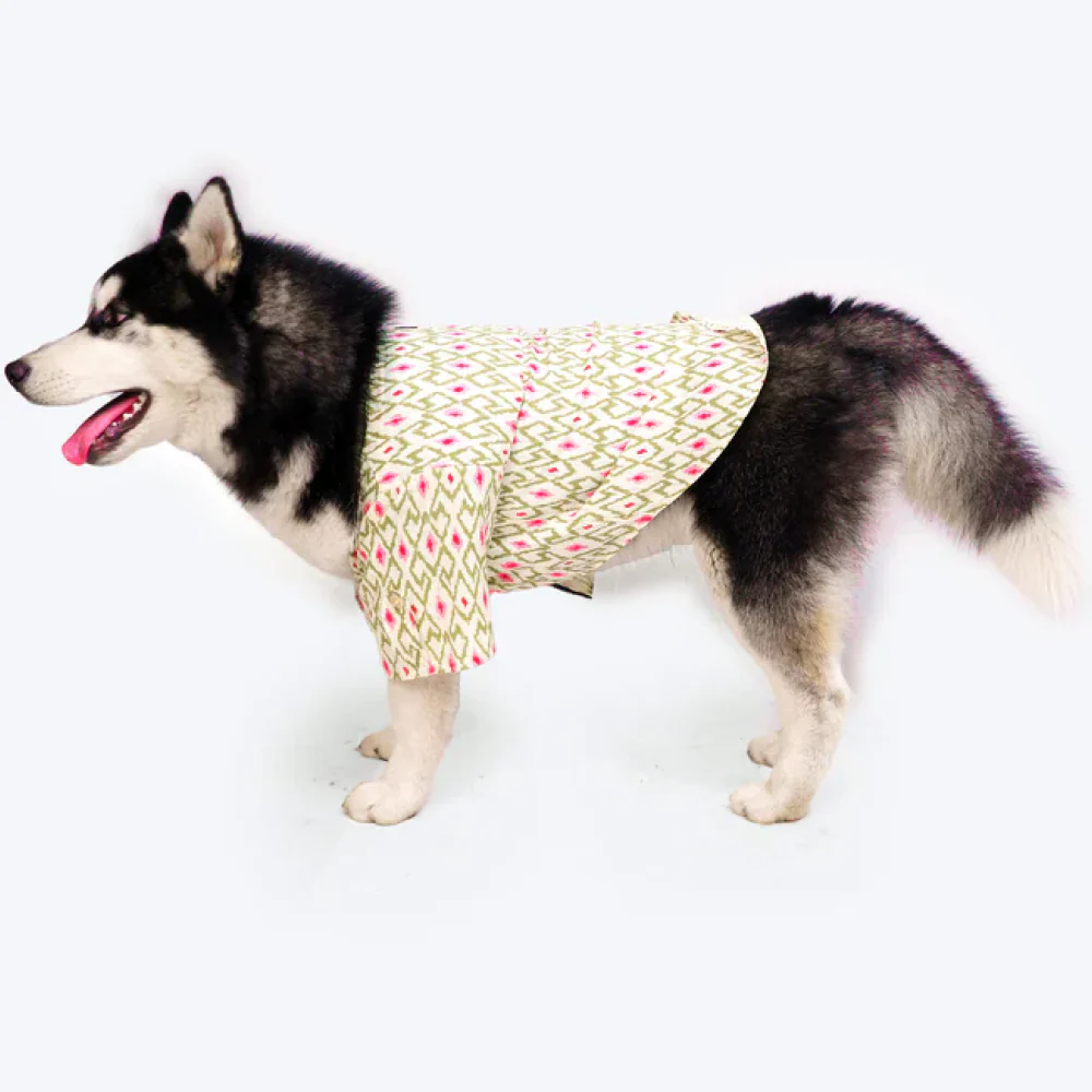 Pawgypets Heritage Summer Kurta for Dogs and Cats (Off White with Pink) - Image 7