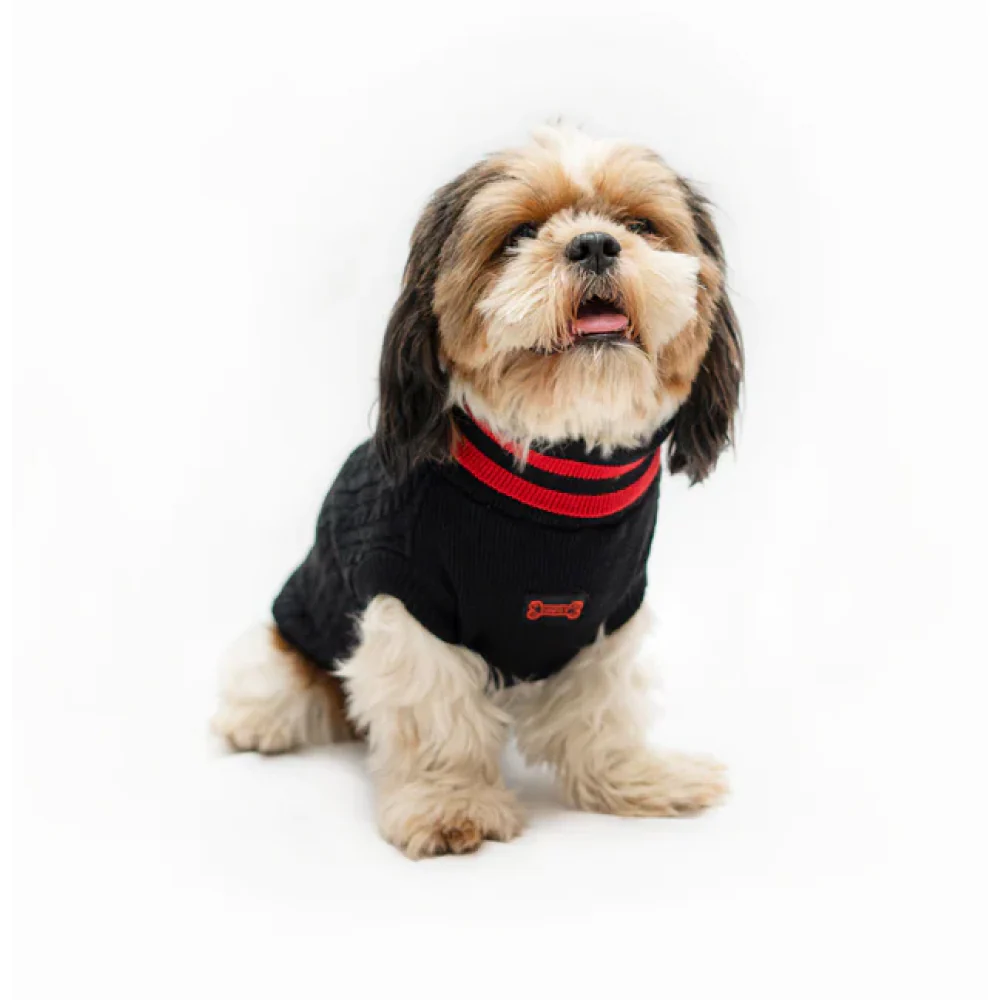 Pawgypets High Neck Cable Kint Sweater for Dogs and Cats (Black) - Image 5