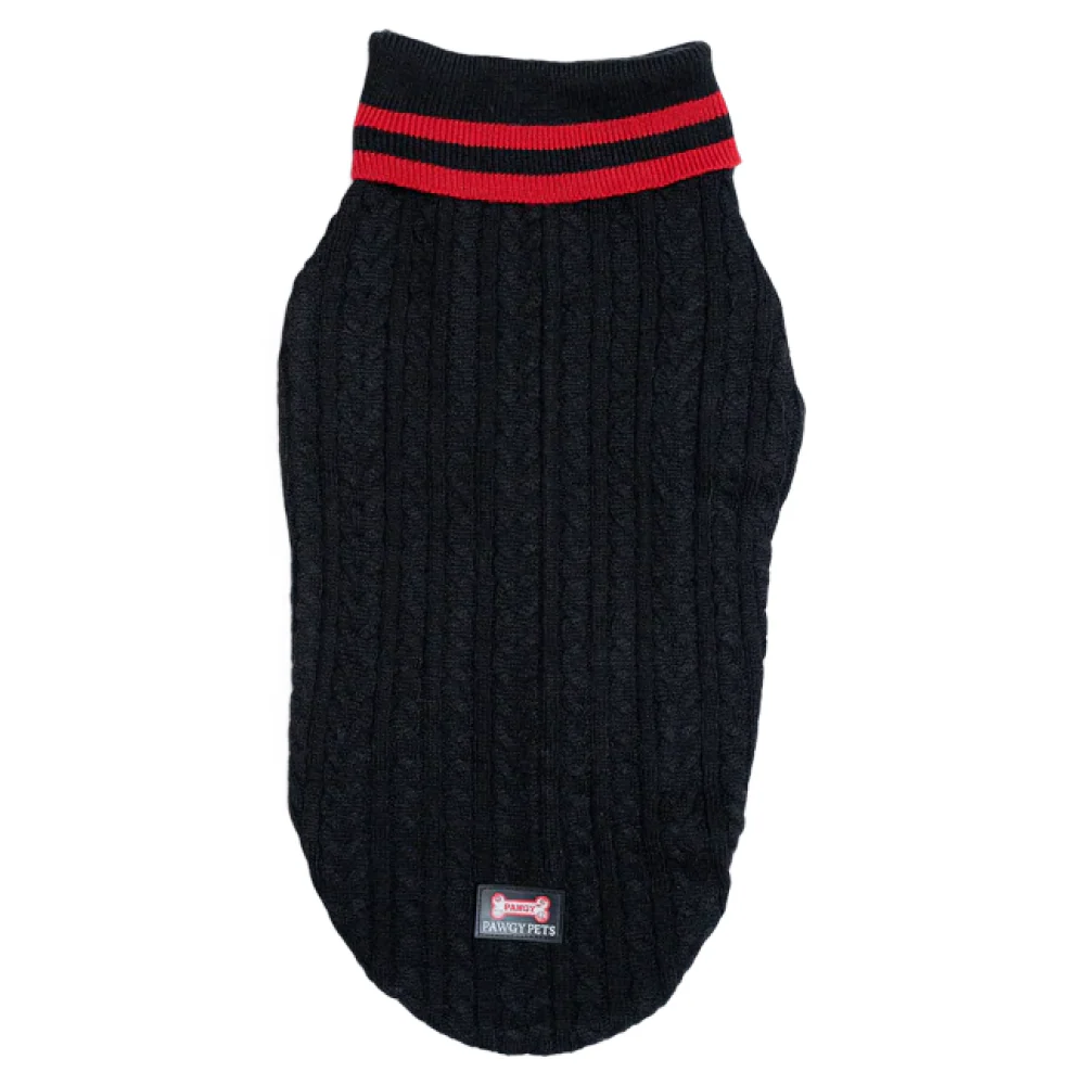 Pawgypets High Neck Cable Kint Sweater for Dogs and Cats (Black) - Image 6