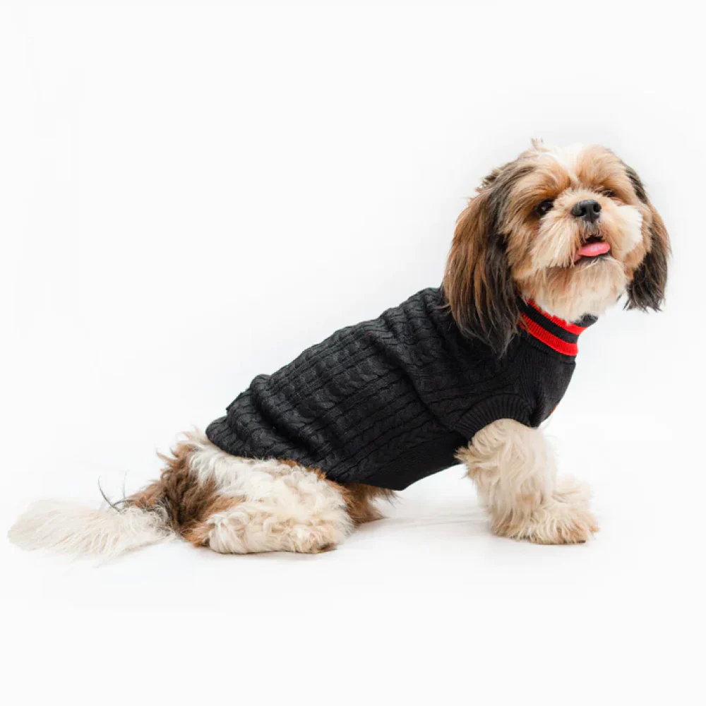 Pawgypets High Neck Cable Kint Sweater for Dogs and Cats (Black) - Image 7