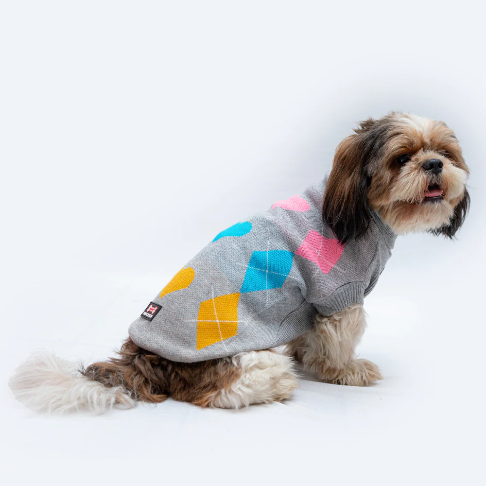 Pawgypets High Neck Cable Kint Sweater for Dogs and Cats (Grey) - Image 5