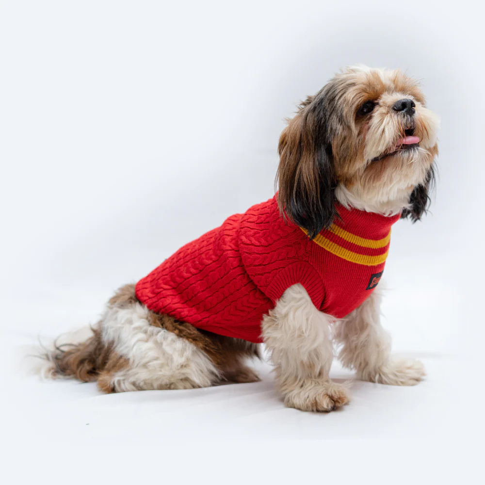 Pawgypets High Neck Cable Kint Sweater for Dogs and Cats (Red) - Image 6