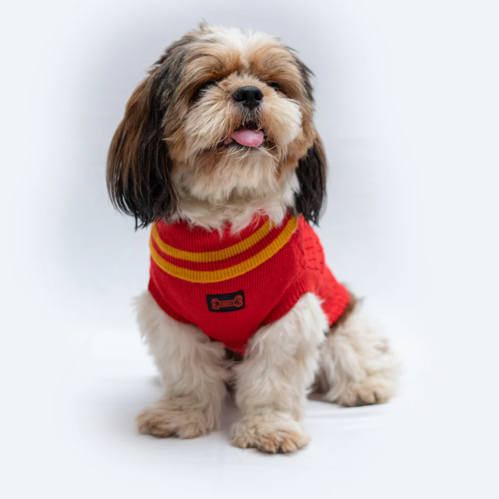 Pawgypets High Neck Cable Kint Sweater for Dogs and Cats (Red) - Image 7