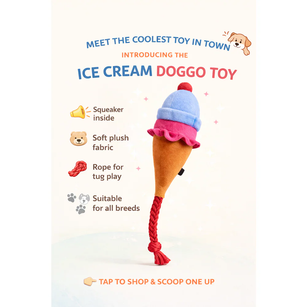 Pawgypets Ice Cream Plush with Rope Toy for Dogs - Image 3
